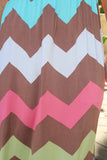 Aqua Multicolor Chevron Maxi Dress