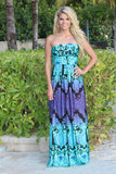 Aqua Printed Maxi Dress