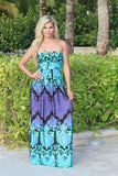 Aqua Printed Maxi Dress