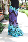 Aqua Printed Maxi Skirt