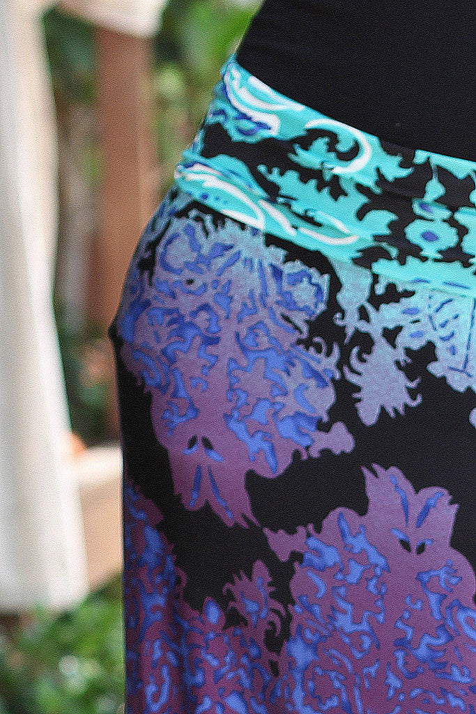 Aqua Printed Maxi Skirt