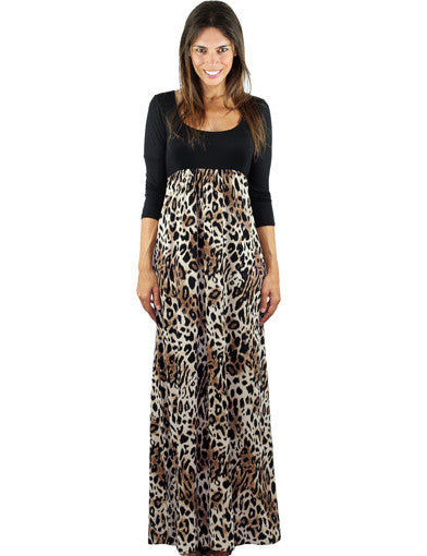 Animal print maxi dress - front view