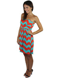 Aqua and orange casual dress - side view