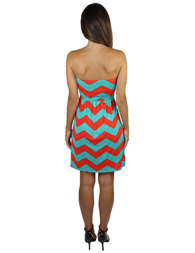 Aqua and orange everyday dress - back view