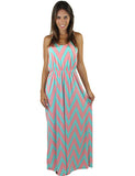 Aqua and peach racerback maxi dress - main image
