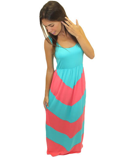 aqua and pink chevron dress 2