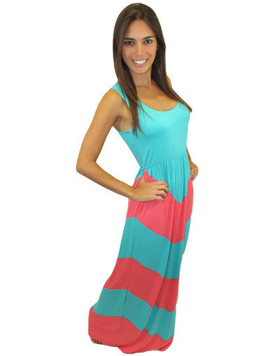 aqua and pink chevron dress 3