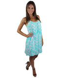 Aqua and white chevron chiffon dress - main image