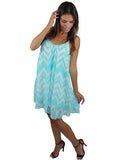 Aqua and white short chevron dress - front view