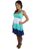 Aqua and white short dress - side view