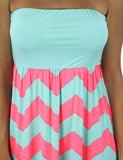 Aqua dress with chevron print