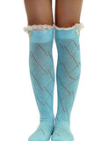 Aqua long socks - front view