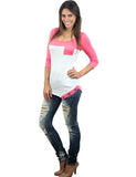 Asymmetrical coral and white top - front view