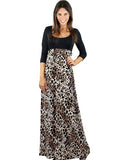 Black maxi dress with animal print - front view