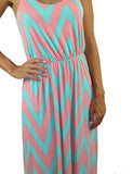 Cute chevron dress in aqua and peach color - zoomed view