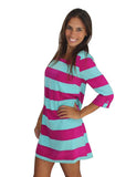 fucshia and blue striped dress 2
