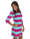 fucshia and blue striped dress 3