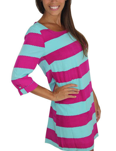 fucshia and blue striped dress 4