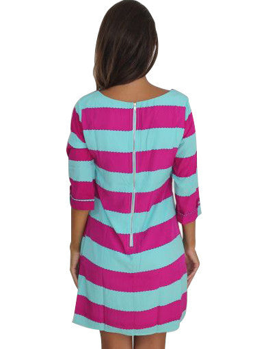 fucshia and blue striped dress 5
