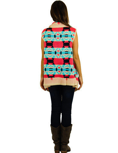 Long casual vest - back view