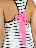 Striped top with back bow - zoomed view